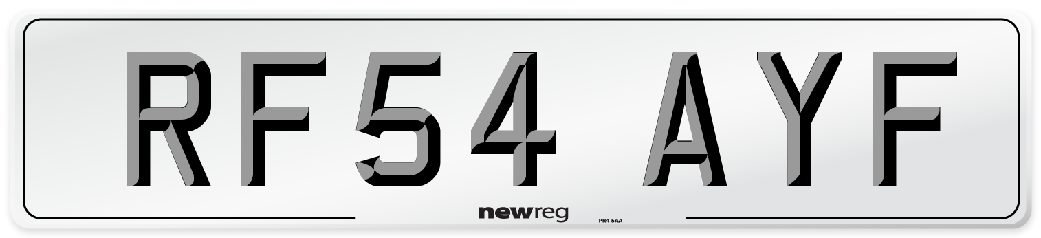 RF54 AYF Number Plate from New Reg